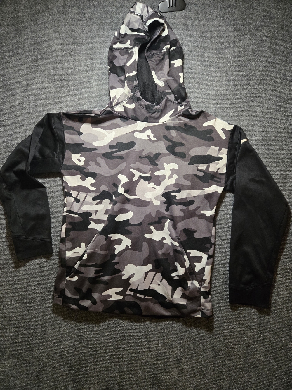 Nike Kids Camo Hooded Pullover - Black & Gray
